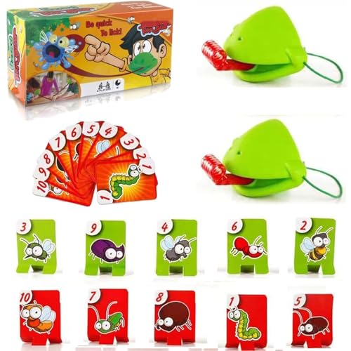 Oforest Frog Tongue Game, Frog Mask with Blow Tongue, Licking Lizards Game, Lizard Tongue Game, Insect Cardboard Included, Multiplayer Game (2 Players) von Oforest