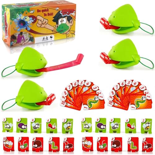 Oforest Frog Tongue Game, Frog Mask with Blow Tongue, Licking Lizards Game, Lizard Tongue Game, Insect Cardboard Included, Multiplayer Game (4 Players) von Oforest