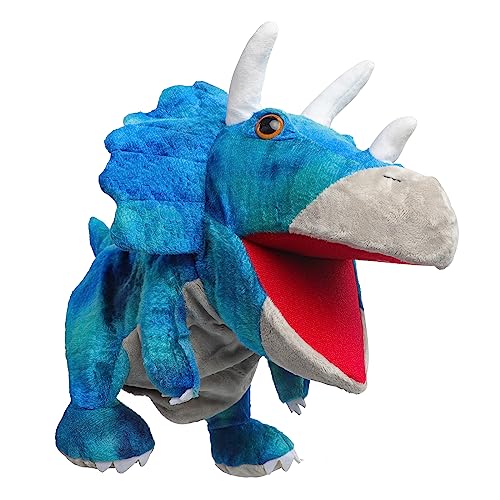 OhMill Kinder Plüsch Dinosaurier Niedliche Stofftier Handpuppen Kuscheltier Spielzeug Fingerpuppen,Geschenk für Erwachsene Kinder Jungen Mädchen (Blau) von OhMill