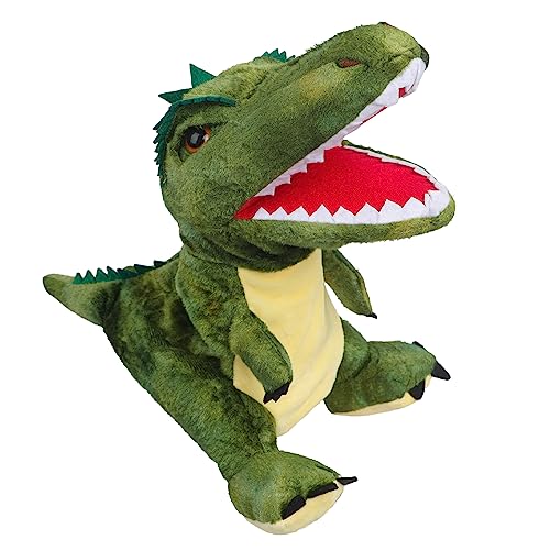 OhMill Kinder Plüsch Dinosaurier Niedliche Stofftier Handpuppen Kuscheltier Spielzeug Fingerpuppen,Geschenk für Erwachsene Kinder Jungen Mädchen (Grün) von OhMill