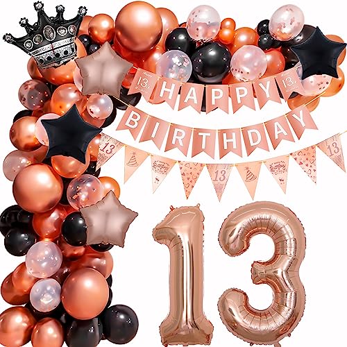 13. Geburtstag Mädchen Luftballon Girlande 13 Jahr Ballon Girlande 13 Geburtstag Dekoration Rosegold Schwarz 13 Jahr Geburtstagdeko 13. Luftballon Girlande Mädchen Luftballon 13. Geburtstag Deko von Ohaoduo