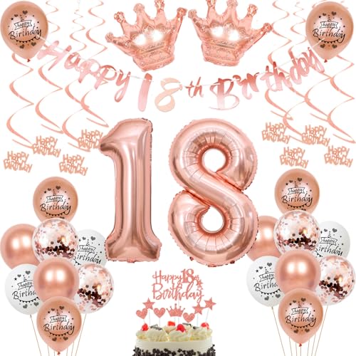 18 Jahr Geburtstag Mädchen Deko 18. Geburtstag Mädchen Rosegold Tortendeko 18 Geburtstag Mädchen Rosegold Luftballon 18 Jahr Mädchen 18 Geburtstagsdeko Rosegold 18 Geburtstag Dekoration von Ohaoduo