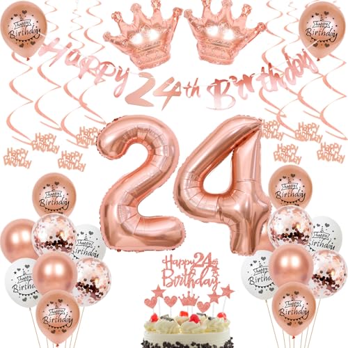 24 Jahr Geburtstag Frauen Deko 24. Geburtstag Frauen Rosegold Tortendeko 24 Geburtstag Frauen Rosegold Luftballon 24 Jahr Frauen 24 Geburtstagsdeko Rosegold 24 Geburtstag Dekoration von Ohaoduo