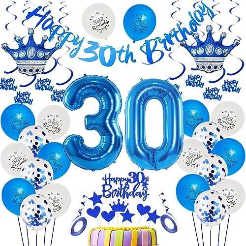 30. Geburtstag Dekoration Blau Luftballon 30.Geburtstag Blau 30. Tortendeko 30 Jahr Geburtstagsdeko Mann Blau 30 Jahr Mannn Geburtstagsdeko Blau 30. Mannn Party Deko 30 Jahr Dekoration Blau von Ohaoduo