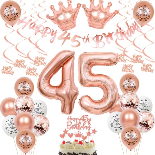 45 Jahr Geburtstag Frauen Deko 45. Geburtstag Frauen Rosegold Tortendeko 45 Geburtstag Frauen Rosegold Luftballon 45 Jahr Frauen 45 Geburtstagsdeko Rosegold 45 Geburtstag Dekoration von Ohaoduo