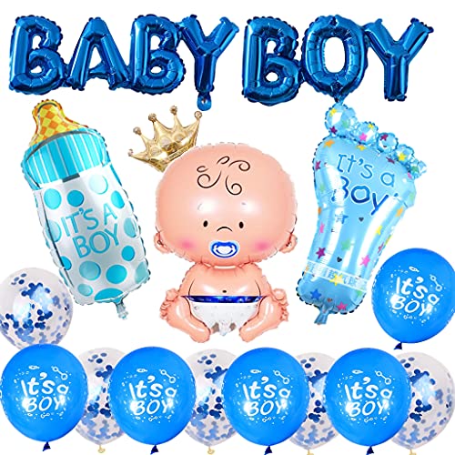 Babyparty Deko Junge, Baby Shower Dekoratione Jungen, It's A Boy Luftballons Blau, Baby Dusche Party Deko, XXL Folienballon als Geschenk zur Geburt eines Jungen … von Ohaoduo