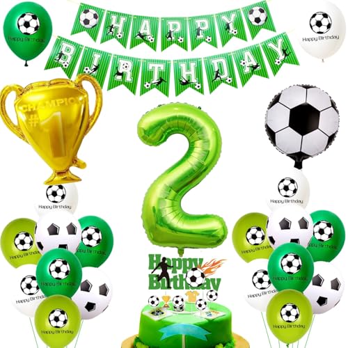 Fussball Luftballon 2. Geburtstag Grün Ballon 2 Geburtstag Junge Cake Topper Fußball Geburtstagsdeko 2 Jahre Kindergeburtstag Party Deko 2. Geburtstags Junge Kuchendeko 2 geburtstag Junge von Ohaoduo