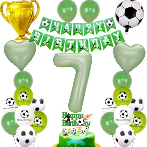 Fussball Luftballon 7. Geburtstag Grün Helium Ballon 7 Geburtstag Jung Cake Topper Fußball Geburtstagsdeko 7 Jahr Kindergeburtstag 7 Party Deko 7 Geburtstag Jung Fußball Kuchendeko 7 jahr von Ohaoduo