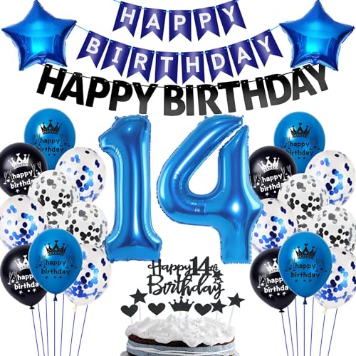Luftballon 14. Geburtstag Blau Schwarz,14 Geburtstag Junge Ballons,Blau Schwarz 14 Jahre Jungen Party Deko,Geburtstagsdeko 14 Jahre Jungen Mädchen,Blau 14. Party Deko,Tortendeko 14 Luftballon 14. Geburtstag Blau Schwarz,14 Geburtstag Junge Ballons,Blau Schwarz 14 Jahre Jungen Party Deko,Geburtstagsdeko 14 Jahre Jungen Mädchen,Blau 14. Party Deko,Tortendeko 14 von Ohaoduo