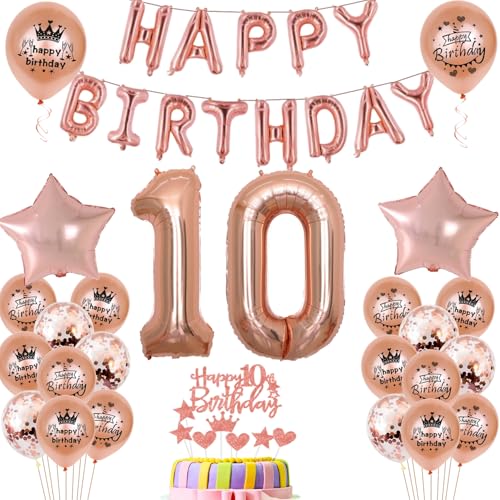 Luftballons 10. Geburtstag Dekoration mädchen Rosegold 10th Geburtstag Party Deko Set 10 geburtstag deko mädchen 10 jahre geburtstag mädchen deko Rosegold 10 geburtstag mädchen Folienballons 10 (10) von Ohaoduo