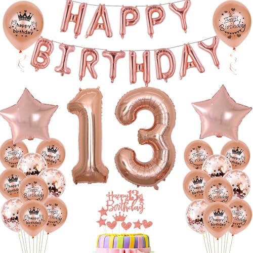 Luftballons 13. Geburtstag Dekoration mädchen Rosegold 13th Geburtstag Party Deko Set 13 geburtstag deko mädchen 13 jahre geburtstag mädchen deko Rosegold 13 geburtstag mädchen Folienballons 13(13) von Ohaoduo