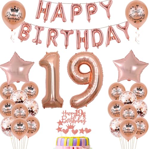 Luftballons 19. Geburtstag Dekoration mädchen Rosegold 19th Geburtstag Party Deko Set 19 geburtstag deko mädchen 19 jahre geburtstag mädchen deko Rosegold 19 geburtstag mädchen Folienballons 19(19) von Ohaoduo