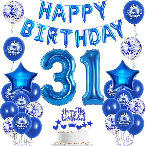 Luftballons 31. Geburtstag Dekoration mann blau happy birthday 31th Geburtstag Party Deko Set 31 geburtstag deko männer 31 jahre geburtstag mannn deko blau Folienballons 31 geburtstag männer deko(31) von Ohaoduo