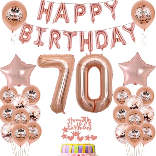 Luftballons 70. Geburtstag Dekoration frau Rosegold 70th Geburtstag Party Deko Set 70 geburtstag deko frauen 70 jahre geburtstag frau deko Rosegold 70 geburtstag frau Folienballons 70 rosegold(70) von Ohaoduo