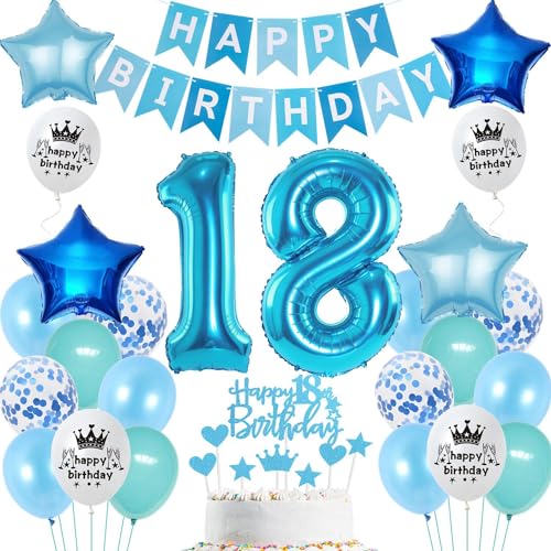 Ohaoduo luftsballons Deko 18. Geburtstag Junge Blau Tortendeko 18 Geburtstag Junge Deko 18 Geburtstag Junge Blau Geburtstag 18 jahre Junge Geburtstagsdeko 18 jahre Junge Ballon 18 Geburtstag Junge von Ohaoduo