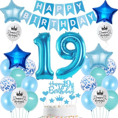 Ohaoduo luftsballons Deko 19. Geburtstag Junge Blau Tortendeko 19 Geburtstag Junge Deko 19 Geburtstag Junge Blau Geburtstag 19 jahre Junge Geburtstagsdeko 19 jahre Junge Ballon 19 Geburtstag Junge von Ohaoduo