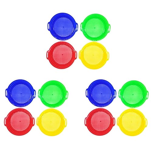 Ohewiiuk 12PCS Stop Sand Sifter Siebe Spielzeug für Sand Beach 12Er Pack Set Rot Blau Gelb Grün für Kinder Kinderspielzeug von Ohewiiuk