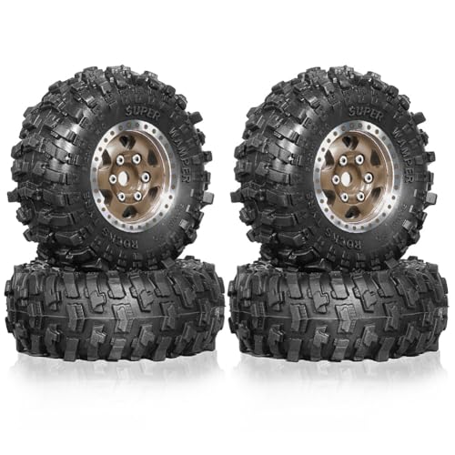 Ohewiiuk 4 Stück 51 mm 1,0 Metall-Beadlock-Radreifensatz für 1/18 1/24 RC Crawler Car TRX4M SCX24 AX24 FCX24 Upgrade-Teile, von Ohewiiuk