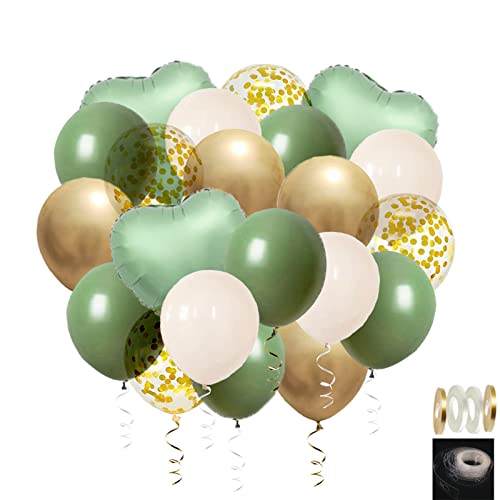 71 Stück 30cm Luftballons Grün Weiß Gold Ballons Hochzeit Luftballons Metallic Grün Helium Ballon Girlande Grün Herzluftballons von Ohighing