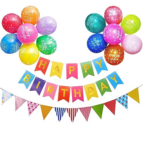 Color Happy Birthday Girlande Bunt Geburtstag Ballon Happy Birthday Banner Geburtstag von Ohighing