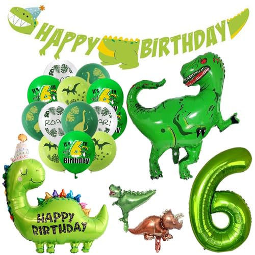 Geburtstagsdeko 6 Jahre Junge Kindergeburtstag Deko Jungen 6 Jahre Geburtstag Deko Junge Dino Folienballon 6 von Ohighing