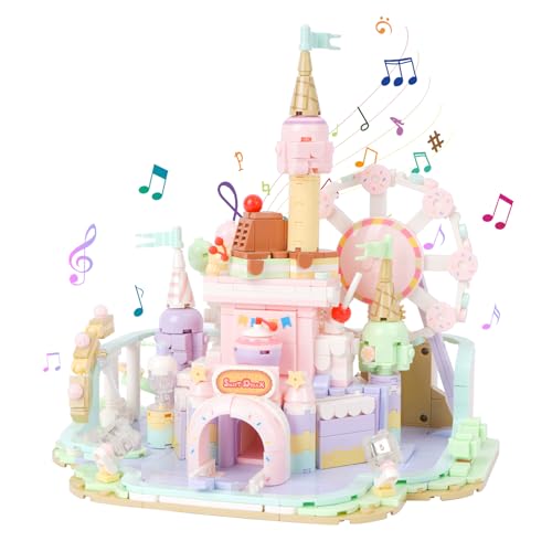 Oichy Dessertparadies Spieluhr Bausteine Sets Bewegliches Musikbox Bauspielzeug Pädagogische Spielplatz Klemmbausteine für Jungen und Mädchen (921 Stück) von Oichy