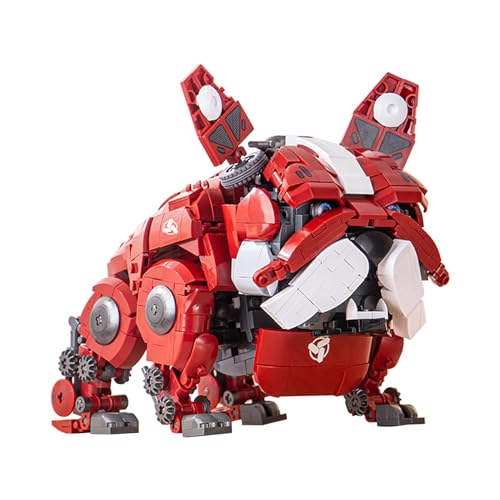 Oichy Mechanisches Bausteine Set, Bulldoggen Bauspielzeug Bewegliche Tier Bauspielzeug Geschenk für Erwachsene und Kinder (Rot) von Oichy