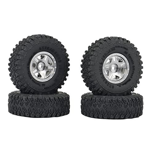 Oikabio 4 StüCk 53Mm 1.0 Beadlock Felgen Reifen Set für 1/24 RC Crawler Auto Axial SCX24 90081 AXI00001 Upgrade Teile,4 von Oikabio