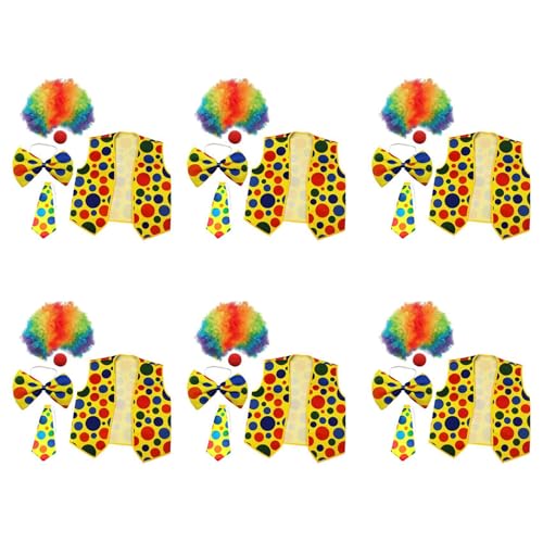 Oikufidu 30Er-Pack Clown-KostüM-Set, Clown-PerüCke, Nasenweste für Cheer, Halloween, Cosplay, Partys, Karneval, Verkleidung von Oikufidu