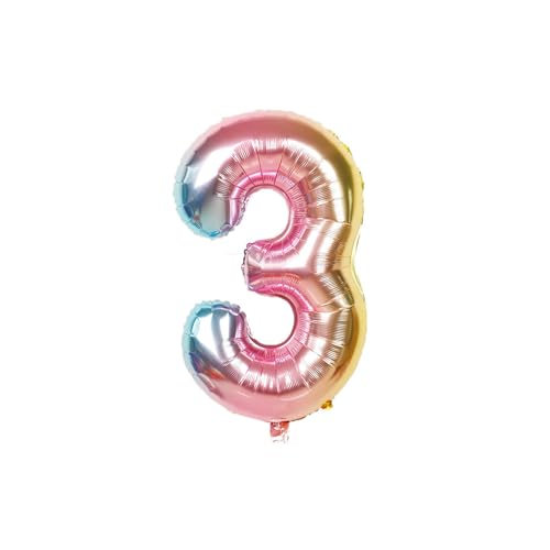 Oirigaga 44 Stück Geburtstagsdeko Set, Kindergeburtstag Party Deko Luftballons, Cartoon Helium Ballons Folienballons mit Happy Birthday Banner und Cake Topper für 3 Jahre Jungen Mädchen, Blau Rosa von Oirigaga