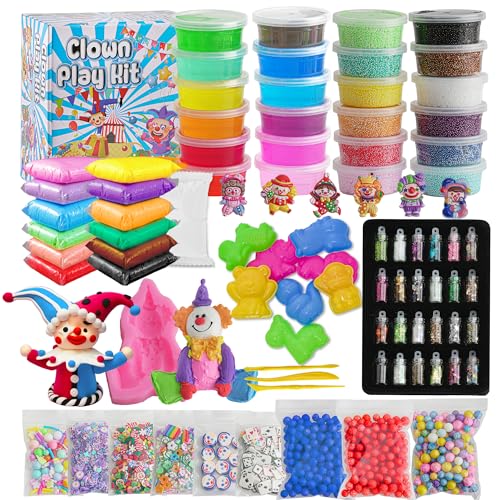 149 Pcs Clown Slime Set für Kinder, Schleim Selber Machen Set, DIY Slime Kit mit Clear Slime, Schleim Ton, Modeling Foam, Slime Party Geschenke Ostern Mädchen und Jungen von Okaybee