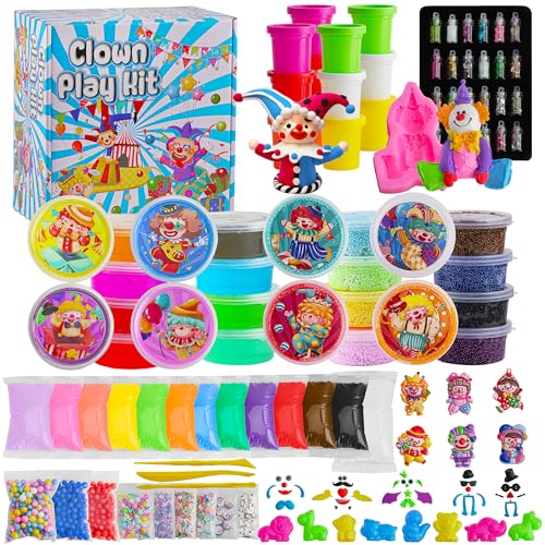 149 Pcs Clown Slime Set für Kinder, Schleim Selber Machen Set, DIY Slime Kit mit Clear Slime, Schleim Ton, Modeling Foam, Slime Party Geschenke Ostern Mädchen und Jungen von Okaybee