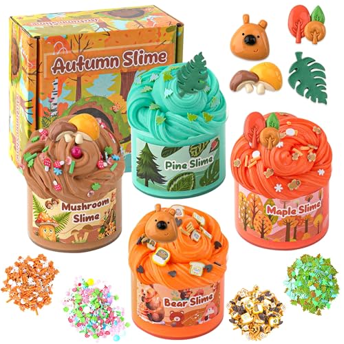 4er-Pack Autumn Butter Slime, Schleim Set für Kinder, Slime Partygeschenke für Mädchen & Jungen 8–12 Jahren, Sensorisches Spielzeug Schleim, Oster Halloween & Weihnachts Geschenke von Okaybee