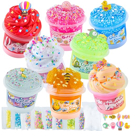 Okaybee Slime Variety Pack Different Textures, 8er-Pack Schleim Set enthält Butter Slime, Clear Slime & Cloud Slime, Schleim Kinder Party Geschenk, Geschenk für Mädchen und Jungen im 8-12 Jahren von Okaybee