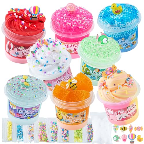 Okaybee Slime Variety Pack Different Textures, 8er-Pack Schleim Set enthält Butter Slime, Clear Slime & Cloud Slime, Schleim Kinder Party Geschenk, Geschenk für Mädchen und Jungen im 8-12 Jahren von Okaybee