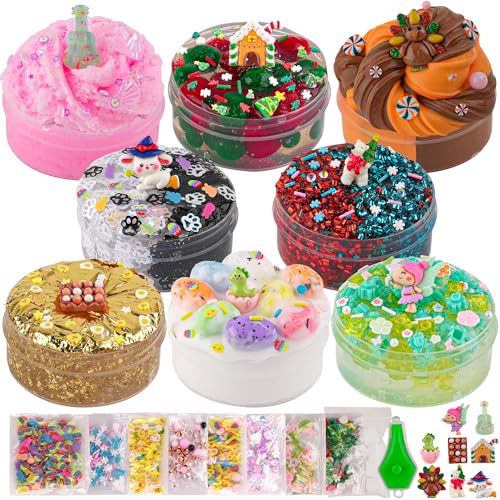 8er Schleim Set für Kinder, Slime Variety Pack Different Textures, inklusive Butter Slime, Cloud Slime, Bingsu Crunchy Slime & Gold Foil Slime, Schleim-Partygeschenke für Mädchen & Jungen von 8–12 von Okaybee