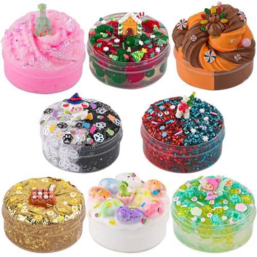 8er Schleim Set für Kinder, Slime Variety Pack Different Textures, inklusive Butter Slime, Cloud Slime, Bingsu Crunchy Slime & Gold Foil Slime, Schleim-Partygeschenke für Mädchen & Jungen von 8–12 von Okaybee