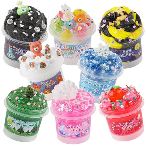 8er Schleim Set für Kinder, Slime Variety Pack Different Textures, inklusive Butter Slime, Cloud Slime, Snow Fizz Crunchy Slime & Bead Slime, Schleim-Partygeschenke für Mädchen & Jungen von 8–12 von Okaybee