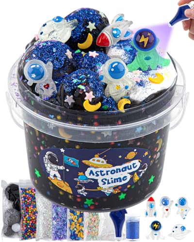 Astronaut Galaxy Slime für Kinder, Schleim Set with Slime Clay, Glow in The Dark Slime Kit für Mädchen & Jungen von 8–12 Jahren, Sensory Spielzeug Schleimpartygeschenk zum Geburtstag Ostern Halloween von Okaybee