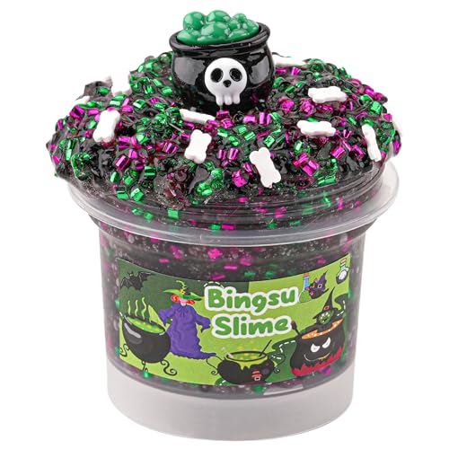 Grün Lila Schwarz Bingsu Slime, Crunchy Schleim für Kinder, Slime-Partygeschenke für Mädchen und Jungen im Alter von 8–12 Jahren, Sensorisches Schleim Spielzeug, Weihnachts und Hallowmas Geschenk von Okaybee