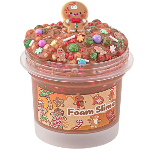 Lebkuchenmann Brauner Foam Slime, Crunchy Schleim für Kinder, Slime-Partygeschenke für Mädchen und Jungen, Sensorisches Schleim Spielzeug, Weihnachts und Hallowmas Geschenk von Okaybee