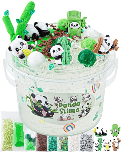 Okaybee 10 FL OZ Panda Clear Slime Bucket, Schleim Set with Slime Clay, Schleim Kinder for Age 8-12, Glimmer Crunchy Slime Includes 9 Packs of Slime Add-ins, Super Soft and Non-Sticky von Okaybee