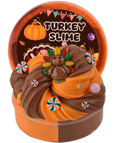 Truthahn Orange & Braun Butter Slime, Schleim für Kinder, Slime Partygeschenke, Geburtstagsgeschenk, Hallowmas-Geschenk, Schleim Spielzeug für Mädchen und Jungen im Alter von 8–12 Jahren von Okaybee