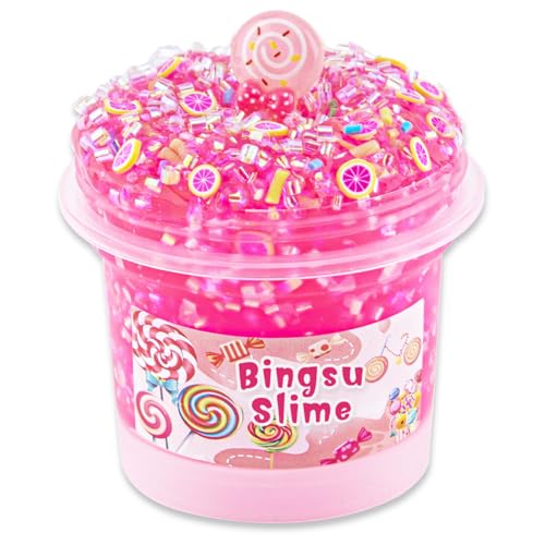 Okaybee Pink Clear Bingsu Slime, Knuspriger Schleim für Kinder, Slime-Partygeschenke für Mädchen und Jungen im Alter von 8–12 Jahren, Sensorisches Schleim Spielzeug, Weihnachts und Hallowmas Geschenk von Okaybee