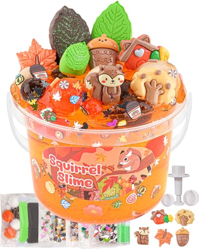 Squirrel Orange Slime Set für Kinder, Schleim Bucket with Slime Clay, 10 Packungen mit Zubehör, Slime Partygeschenke für Mädchen & Jungen, Sensorisches Spielzeug, Ostern Halloween Weihnachts Geschenke von Okaybee