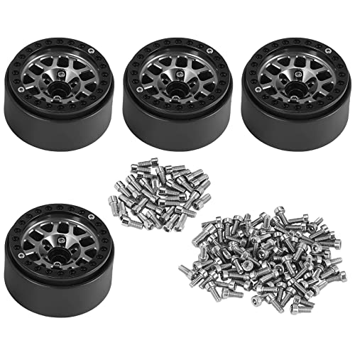 Okeeyseda 4 STÜCK 1.9 Metall Beadlock 12 Loch Rad Naben Felgen für 1/10 RC Crawler Axial SCX10 90046 AXI03007 für TRX4 D90,1 von Okeeyseda