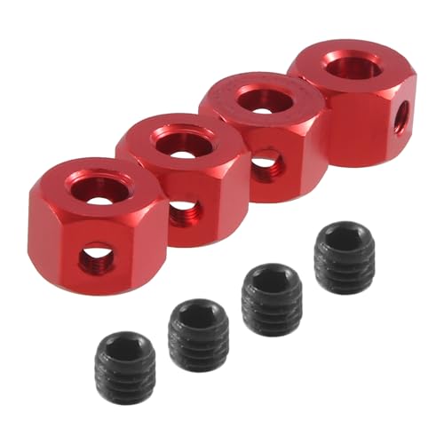 Okeeyseda 4 STÜCKE 5 Mm Bis 12 Mm Metall Kombinierer Rad Naben Sechskant Adapter für D12 C14 C24 B14 B16 MN D90 D91 RC Auto Upgrade Teile, Rot von Okeeyseda