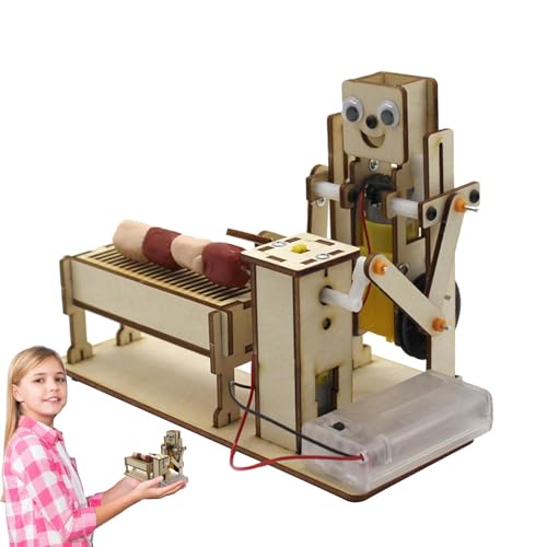 Oldmoom 3D-Holzpuzzle, Spielzeug-BBQ-Grill-Set für Kinder,Lustiges Holzroboter-Montagespielzeug für Kinderküchen-Spielset - Mehrzweck-Bastelsets aus Holz, Roboterbau-Bastelarbeiten für Kinder, und von Oldmoom