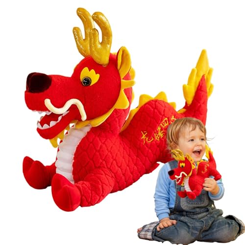 Oldmoom Drache Stofftier,2024 Jahr des Drachenmaskottchens | Maskottchen-Drachen-Plüschtier, Sternzeichen-Plüschfiguren-Spielzeug, chinesische Drachen-Plüschpuppe, Drachen-Plüschpuppen-Dekoration, für von Oldmoom