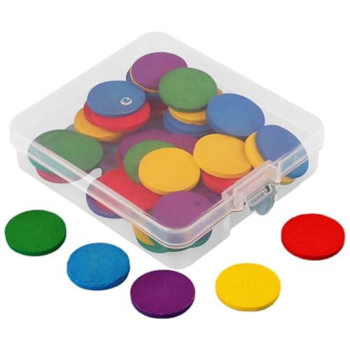 Oldmoom Farbzähler -Chips, Manipulationen zählen, Runde Holzmathematik -Spielset 50 Stücke, Brain Developmental Toy School Unterrichtsvorräte für Zuhause, Schule, Reisen von Oldmoom